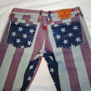 LUCKY BRAND Vintage Stars and Stripes Dungarees American Classic by Size 4